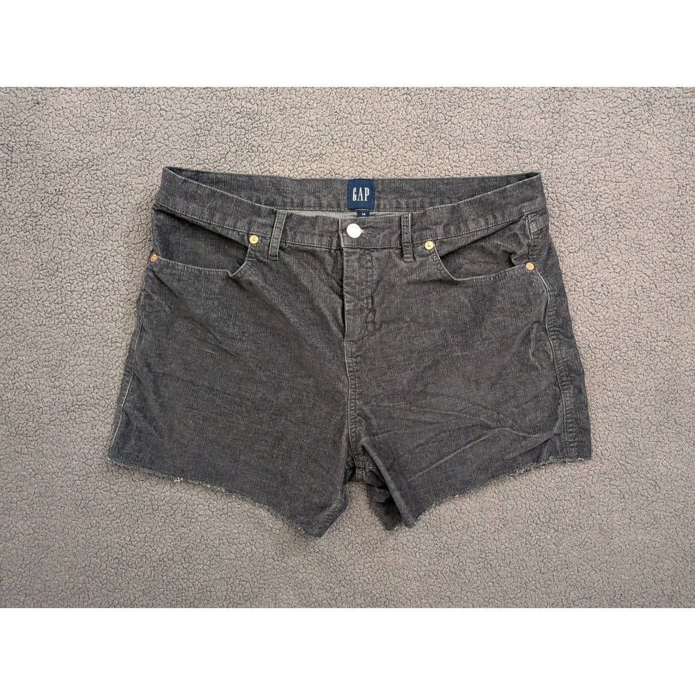 Gap Womens Gray Corduroy Raw Hem Shorts Size 14 Charcoal 5-Pocket Cut Off
